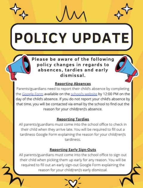 Absences, Tardies & Early Sign-outs Policy Update
